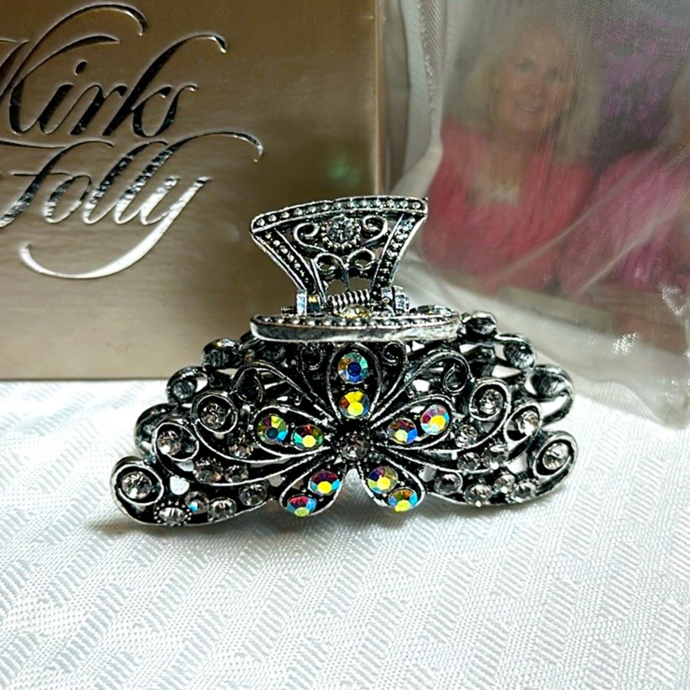 Kirks Folly Hair Clip Flower Jaw Clip New!